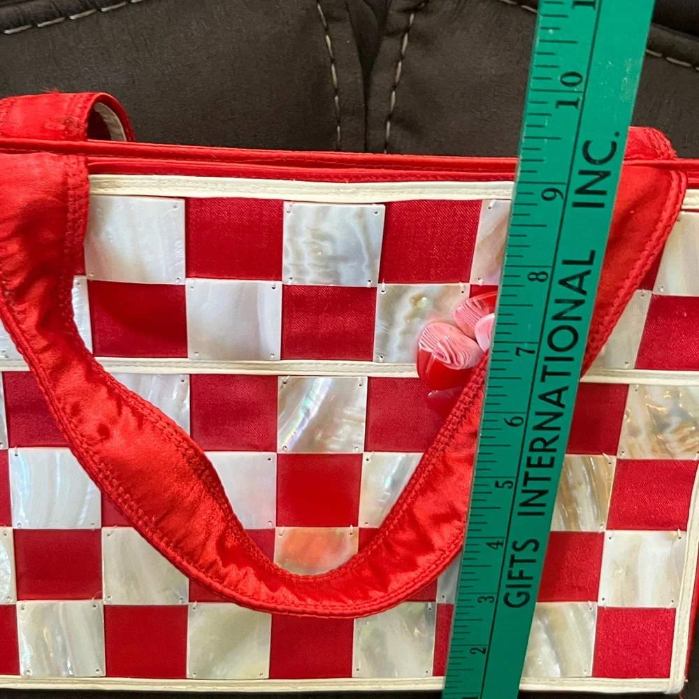 Red and White Checkered Tote Bag - Picture 9 of 10